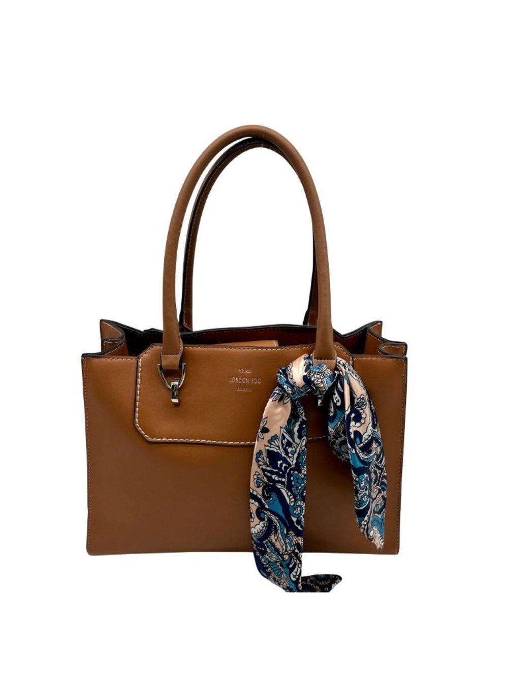 London Fog Brown Belmont Satchel Bag with Removable Paisley